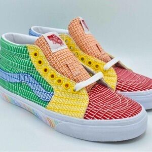 Vans Mens Size 11.5 -Mid Multicolor True White Pride Casual Sneaker Shoes